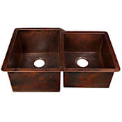 Thompson Traders Legacy 60/40 Double Basin Undermount Kitchen Sink Black Copper