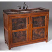 Thompson Traders Lerma Grande 42" Free Standing Single Basin Vanity Set with Cabinet, Copper Vanity Top, and Integrated Sink Cinnamon / Black Copper