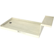 Tile Redi Base'N Bench Single Curb Tileable Shower Pan - 34" x 60" Left Drain Brushed Nickel