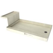 Tile Redi Base'N Bench 60" x 42" Rectangular Shower Base with Single Threshold and Right Drain Brushed Nickel