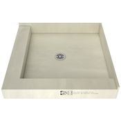 Tile Redi Redi Base 48" x 48" Square Shower Base with Left Double Threshold and Center Round Drain Polished Chrome