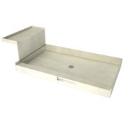 Tile Redi Base'N Bench 60" x 48" Rectangular Shower Base with Single Threshold and Center Drain Polished Chrome