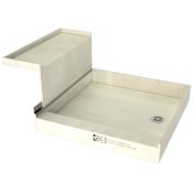 Tile Redi Base'N Bench 60" x 48" Rectangular Shower Base with Single Threshold and Right Round Drain Polished Chrome