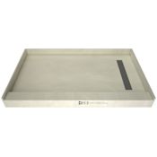 Tile Redi Redi Trench 54" x 30" Rectangular Shower Base with Single Threshold and Right Drain Plate Brushed Nickel