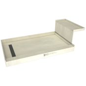 Tile Redi Base'N Bench 60" x 36" Rectangular Shower Base with Single Threshold and Left Drain Grate Brushed Nickel
