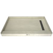 Tile Redi Redi Trench 48" x 36" Rectangular Shower Base with Single Threshold and Right Drain Grate Brushed Nickel