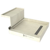Tile Redi Base'N Bench 60" x 48" Rectangular Shower Base with Single Threshold and Right Drain Plate Brushed Nickel