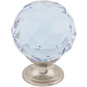 Top Knobs Light Blue 1-3/8 Inch Round Cabinet Knob from the Crystal Collection Brushed Satin Nickel