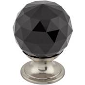 Top Knobs Black 1-1/8 Inch Round Cabinet Knob from the Crystal Collection Brushed Satin Nickel