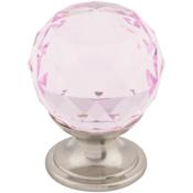 Top Knobs Pink 1-1/8 Inch Round Cabinet Knob from the Crystal Collection Brushed Satin Nickel