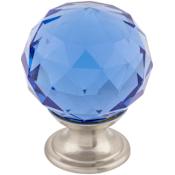 Top Knobs Blue 1-3/8 Inch Round Cabinet Knob from the Crystal Collection Brushed Satin Nickel