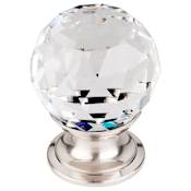 Top Knobs Clear 1-1/8 Inch Round Cabinet Knob from the Crystal Collection Brushed Satin Nickel