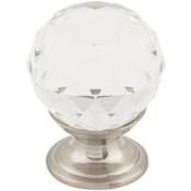 Top Knobs Clear 1-1/8 Inch Round Cabinet Knob from the Crystal Collection Brushed Satin Nickel