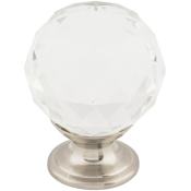 Top Knobs Clear 1-3/8 Inch Round Cabinet Knob from the Crystal Collection Brushed Satin Nickel