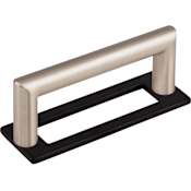 Top Knobs Kinney 3 Inch Center to Center Handle Cabinet Pull with Hollins Backplate from the Lynwood Collection Brushed Satin Nickel / Flat Black
