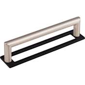 Top Knobs Kinney 6-5/16 Inch Center to Center Handle Cabinet Pull with Hollins Backplate from the Lynwood Collection Brushed Satin Nickel / Flat Black