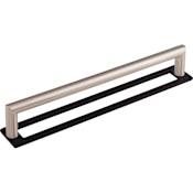 Top Knobs Kinney 7-9/16 Inch Center to Center Handle Cabinet Pull with Hollins Backplate from the Lynwood Collection Brushed Satin Nickel / Flat Black