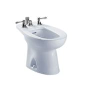 TOTO Piedmont Floor Mounted Porcelain Vertical Bidet with Four Hole Faucet Drilling - Faucet Not Included Cotton