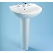 TOTO Supreme 22-7/8" Pedestal Bathroom Sink with 3 Faucet Holes Drilled, Overflow and CeFiONtect Ceramic Glaze - Pedestal Included Cotton