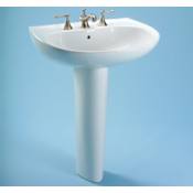TOTO Prominence 26" Pedestal Bathroom Sink with Single Faucet Hole Drilled, Overflow and CeFiONtect Ceramic Glaze - Pedestal Included Cotton