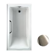 TOTO Clayton 60" Acrylic Soaking Bathtub for Drop In Installations with Left Drain, Grab Bar and Three Tiling Flanges Cotton / Brushed Nickel