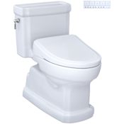 TOTO Guinevere 1.28 GPF One Piece Elongated Chair Height Toilet with Left Hand Lever, Tornado Flush, CEFIONTECT Glaze and Washlet Compatibility - Less Seat Cotton