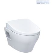 TOTO EP Wall-Hung 0.9 / 1.28 GPF Dual Flush Elongated Chair Height Toilet with Washlet+ S7 Bidet Seat, Duo-Fit Tank System, and Actuator Plate Flush Matte Silver