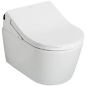 TOTO RP 1.28 GPF Dual Flush Wall Mounted Two Piece Elongated Chair Height Toilet with Push Button - Bidet Seat Included Matte Silver