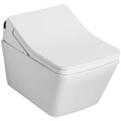 TOTO SP 1.28 GPF Dual Flush Wall Mounted Two Piece Elongated Chair Height Toilet with Push Button - Bidet Seat Included Matte Silver