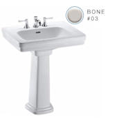TOTO Promenade 27-1/2" Pedestal Bathroom Sink with 3 Faucet Holes Drilled and Overflow - Pedestal Included Bone