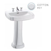 TOTO Guinevere 24-3/8" Pedestal Bathroom Sink with Single Faucet Hole Drilled and Overflow - Pedestal Included Cotton