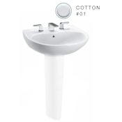 TOTO Prominence 26" Wall Mounted Bathroom Sink with 3 Faucet Holes Drilled, Overflow and CeFiONtect Ceramic Glaze Cotton