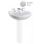 TOTO Prominence 26" Wall Mounted Bathroom Sink with 3 Faucet Holes Drilled, Overflow and CeFiONtect Ceramic Glaze Bone