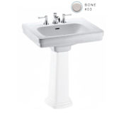 TOTO Promenade 24" Pedestal Bathroom Sink with 3 Faucet Holes Drilled and Overflow - Less Pedestal Bone