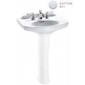 TOTO Dartmouth 24-1/4" Pedestal Bathroom Sink with Single Faucet Hole Drilled and Overflow - Less Pedestal Cotton
