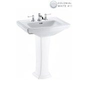 TOTO Clayton 27" Pedestal Bathroom Sink with 3 Faucet Holes Drilled and Overflow - Less Pedestal Colonial White