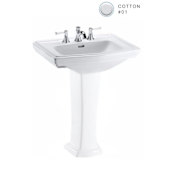 TOTO Clayton 27" Pedestal Bathroom Sink with 3 Faucet Holes Drilled and Overflow - Less Pedestal Cotton