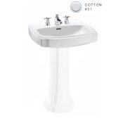 TOTO Guinevere 27-1/8" Pedestal Bathroom Sink with 3 Faucet Holes Drilled and Overflow Cotton