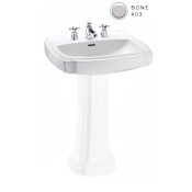 TOTO Guinevere 27-1/8" Pedestal Bathroom Sink with 3 Faucet Holes Drilled and Overflow Bone