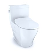TOTO Legato 1.28 GPF One Piece Elongated Chair Height Toilet with CeFiONtect - Slim SoftClose Seat Included Cotton White