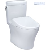 TOTO Aquia IV Cube 0.9 / 1.28 GPF Dual Flush Two Piece Elongated Chair Height Toilet with Washlet+ S7 Bidet Seat, Dynamax Tornado Auto Flush and CEFIONTECT Cotton
