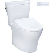 TOTO Aquia IV 0.9 / 1.28 GPF Dual Flush Two Piece Elongated Chair Height Toilet with Washlet+ S7A Auto Open Bidet Seat and Dynamax Tornado Auto Flush Cotton