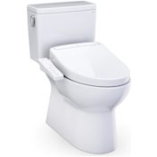 TOTO Glaston 1.0 GPF Two Piece Elongated Toilet with Left Hand Lever - Bidet Seat Included Cotton White