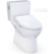 TOTO Glaston 1.0 GPF Two Piece Elongated Toilet with Left Hand Lever - Bidet Seat Included Cotton White