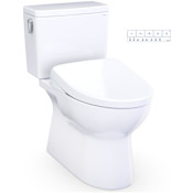 TOTO Glaston 1.28 GPF Two Piece Elongated Toilet with Left Hand Lever - Bidet Seat Included Cotton White
