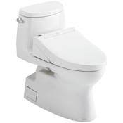 TOTO Carlyle II 1.28 GPF One Piece Elongated Toilet with Left Hand Lever - Bidet Seat Included Cotton