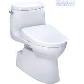 TOTO Carlyle II 1.28 GPF One Piece Elongated Chair Height Toilet with Washlet+ S7A Auto Open Bidet Seat, Tornado Flush, CEFIONTECT, EWATER+, and PREMIST Cotton