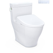TOTO Legato 1.28 GPF One Piece Elongated Chair Height Toilet with Washlet+ S7A Auto Open Bidet Seat, Tornado Flush, CEFIONTECT, EWATER+, PREMIST and Light Cotton