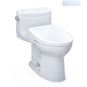TOTO Supreme II 1.28 GPF One Piece Elongated Chair Height Toilet with Washlet+ S7A Auto Open Bidet Seat, Tornado Flush, CEFIONTECT Glaze, EWATER+ and Light Cotton