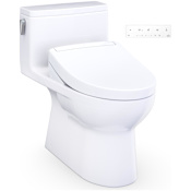 TOTO Redington 1.0 GPF One Piece Elongated Toilet with Left Hand Lever - Bidet Seat Included Cotton White